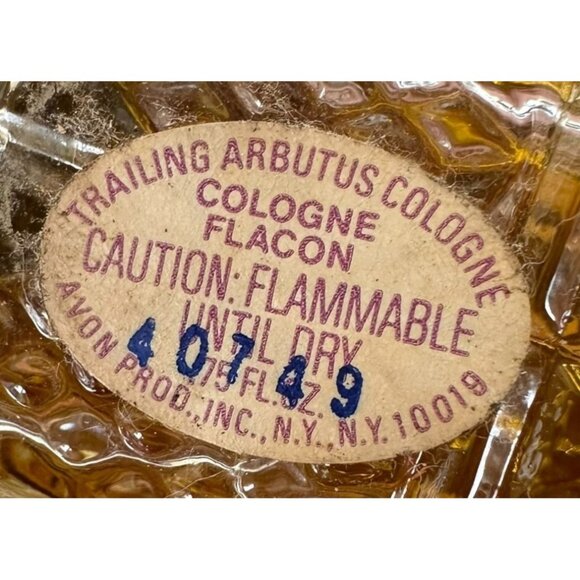 Vintage 1979 Avon Trailing Arbutus Cologne Flacon 0.75oz 3/4 Full Ornate Bottle - Picture 5 of 12